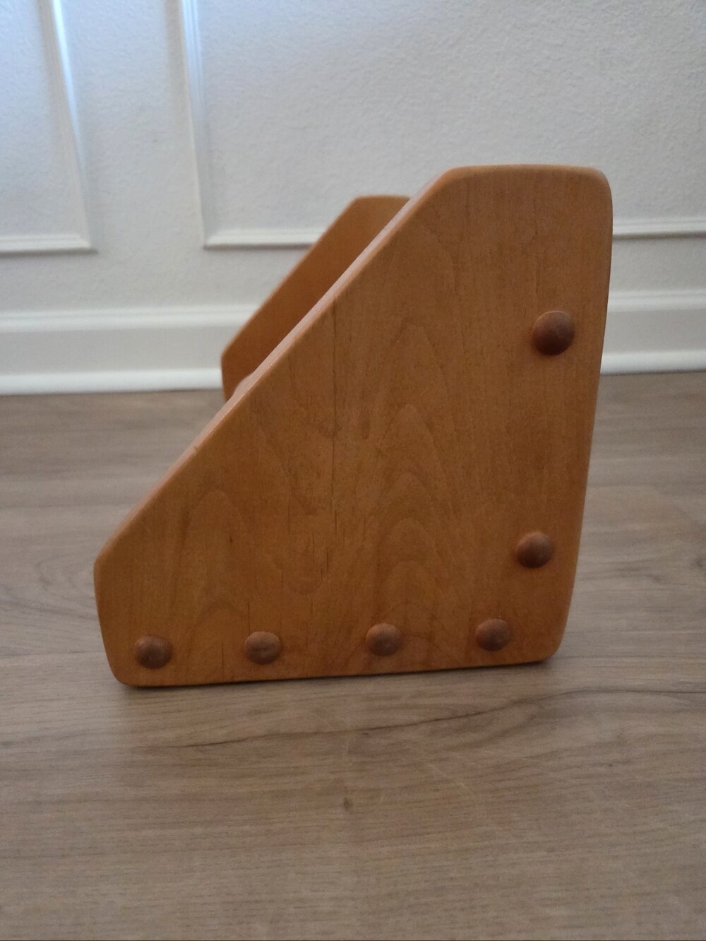 Vtg Mid Century Modern Wood Expandable Sliding Tabletop Bookshelf Book Rac Decor - Picture 6 of 8